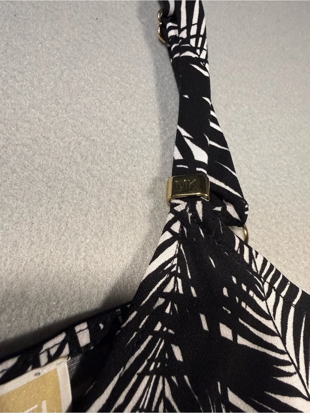 Michael Kors Small Black White Palm-Print Maxi Sundress Flowy Adjustable Beach